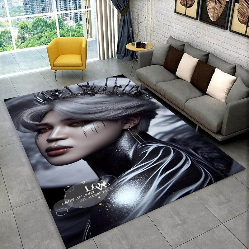 Kpop B-BTS JIMIN Star Carpet Rug for Playroom Bedroom Living Room Sofa Home Decor,kid Area Rug Non-slip Floor Mat Gift