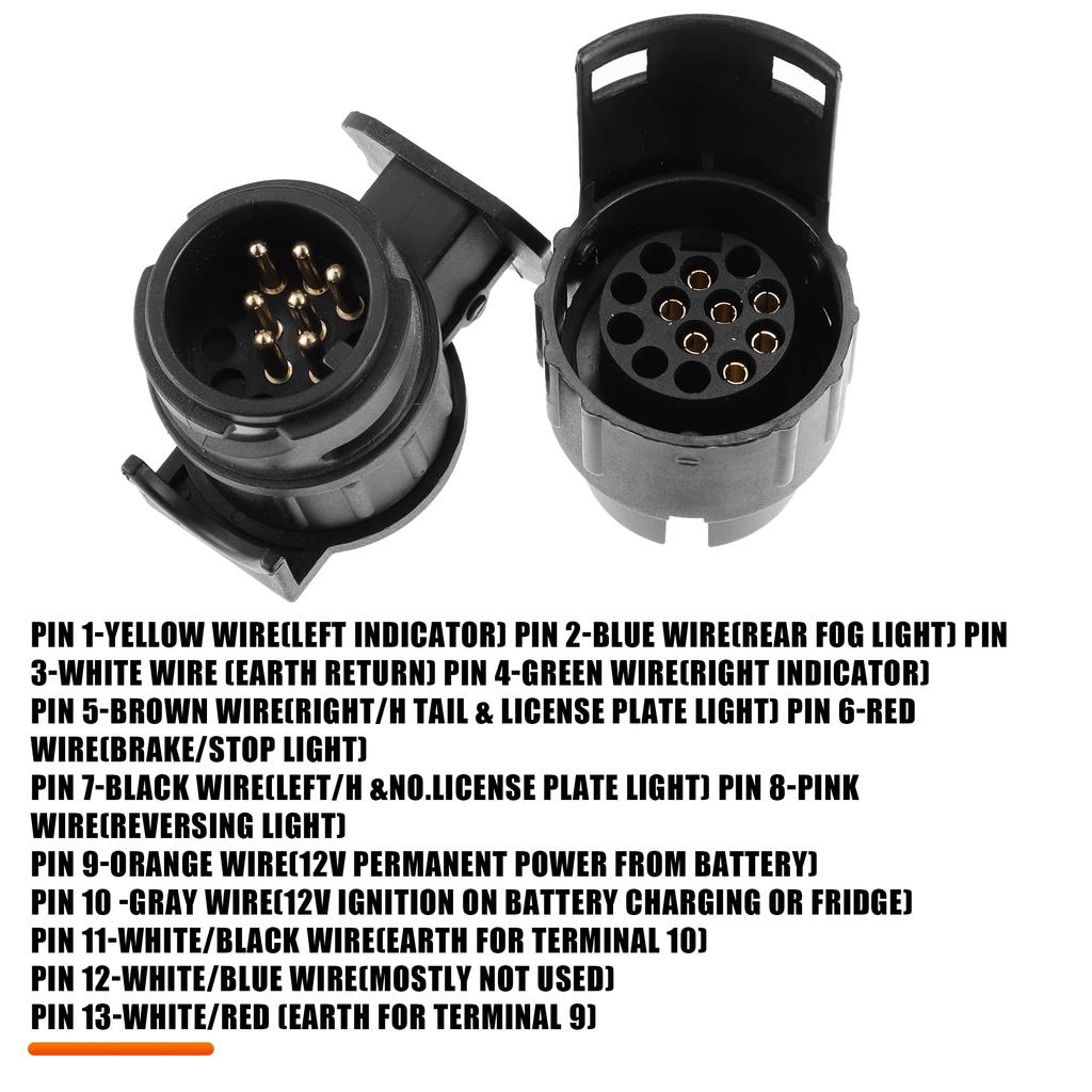 uxcell 7-13 Pin Trailer Connector 13 Pin to 7 Pin Trailer Adapter Conversion Socket