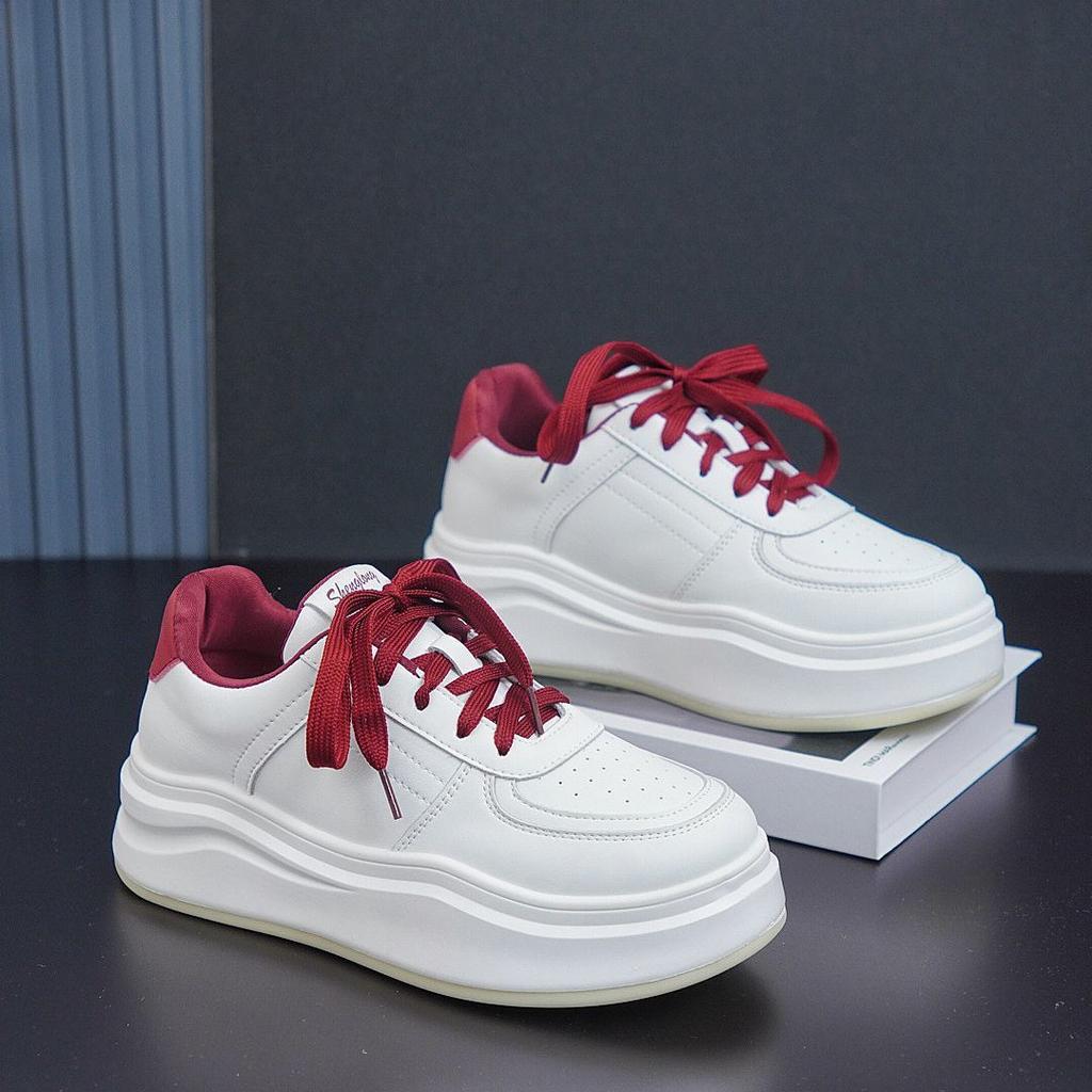 Thick-soled heightening small white shoes women's fashion versatile small height lightweight casual sports shoes round head color matching trend