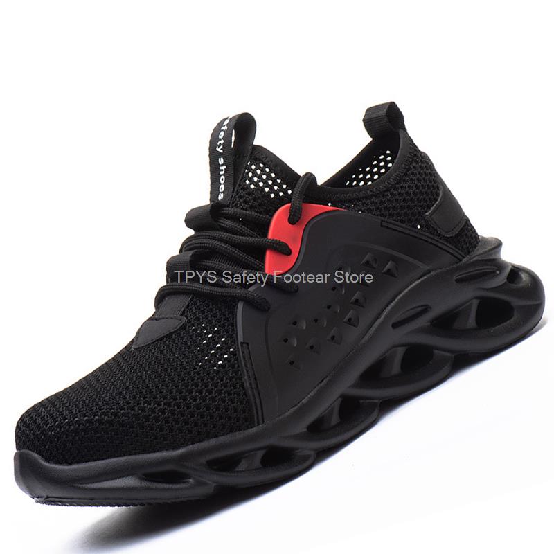 Fashion Ligthweight Safety Shoes Men Mesh Breathable Work Shoes Anti-smash Puncture Proof Work Safety Boots Man Steel Toe Sneaker Male
