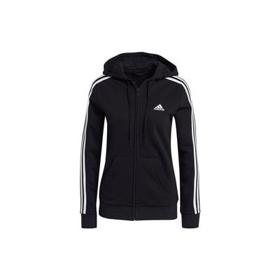 Side Stripe Sports Knit Fleece-Lined Hooded Jacket Women Outerwear Black GM5567