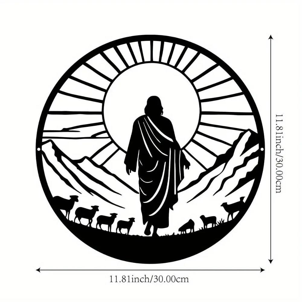 

Metal Sheep Bible Wall Art, Large Iron Sculpture for Indoor Outdoor, Living Room Office Farmhouse Patio Balcony Decor 12in