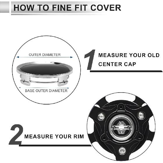 ACROPIX 4 Pcs Wheel Center Caps Hub Caps Rim Center Caps 2.76" 2.95" Wheel Caps Hubcap Center Covers Silver Tone Plastic 4 Clips