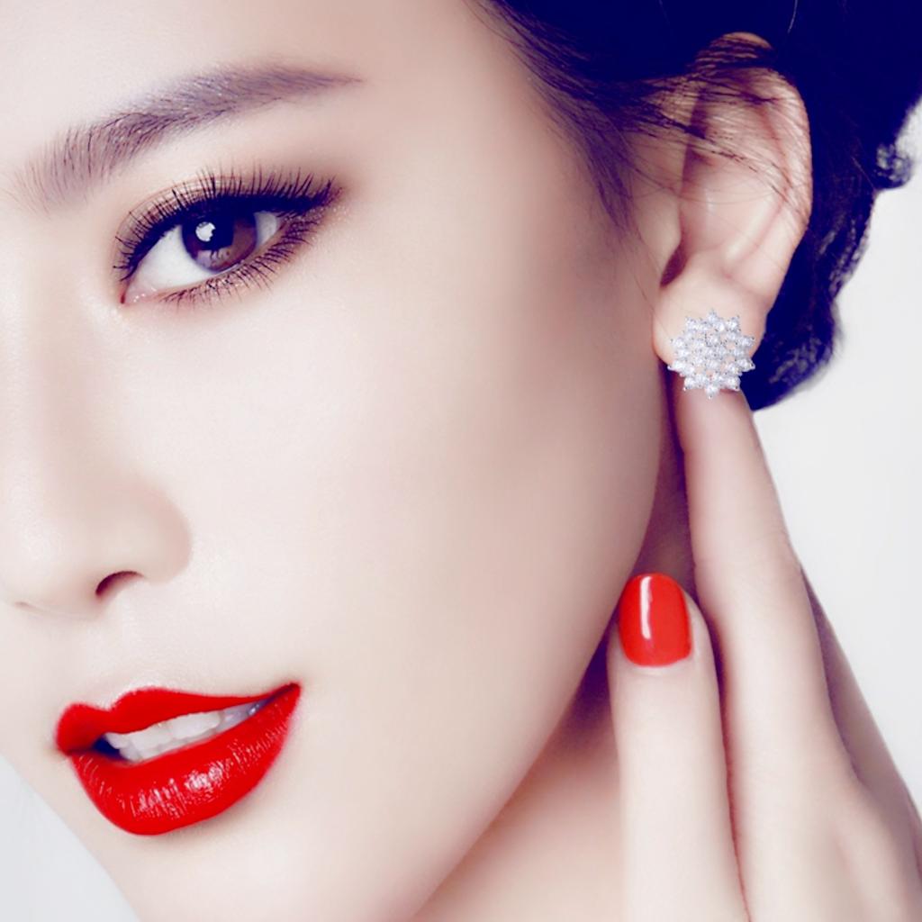 Temperament Korean Simple Diamond Smooth Skin Stone Earrings Earrings