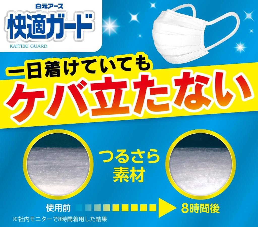 Hakugen Earth Comfort Guard Regular 60 Masks JIS Wide Ear Straps for Hay Fever and Cold Relief Masks, Size, (Individually Wrapped), Compliant,