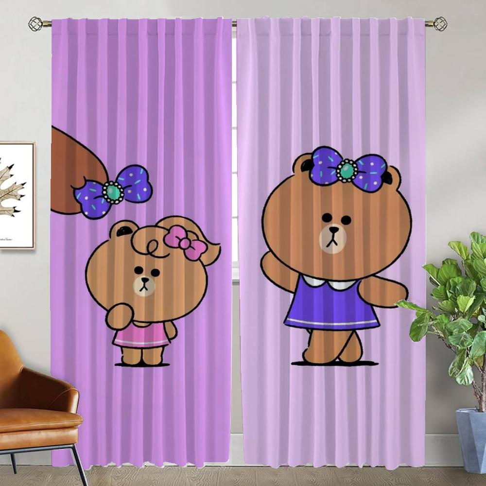 Modern Living Room L-line Friends Curtains 2 Pieces Halloween Decoration Blackout Curtain Partition Curtains for Bedroom Shades