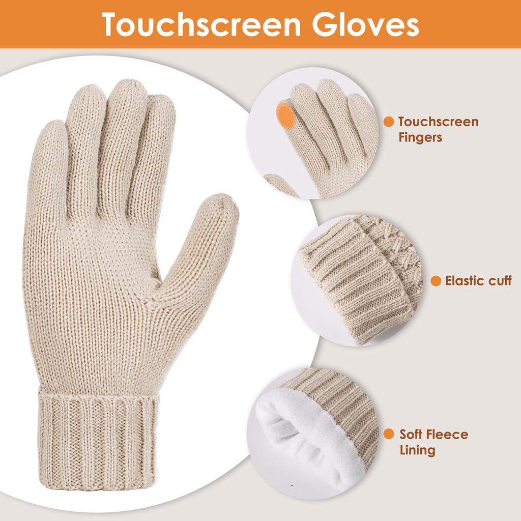 Winter women's knitted wool ball cap, thick long scarf, elastic gloves, three-piece set, casual and warm, suitable for winter