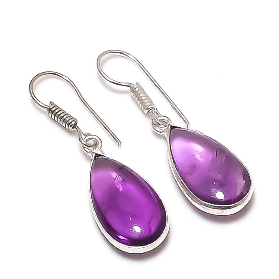 

Natural Sage Amethyst Gemstone 925 Sterling Silver Jewelry Earring 1.46 t1T04