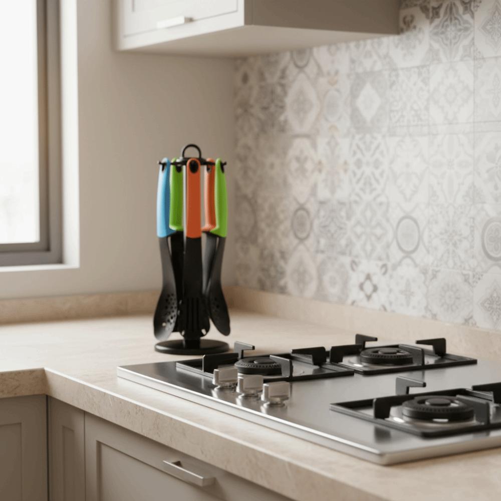 7Pcs/Set Nylon Cooking Spatula Set Non Stick Frying Turner Set Soup Spoon  Nonstick Pan