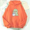 Dinosaur Oversized Tegneserie Dame Genser Hettegenser Søtt Trykk Kawaii Klær for Jente Pullover Casual Morsom Dame Harajuku Varm