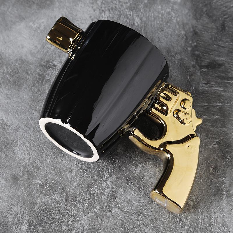 Military Style Explosion-Proof Ceramic Mug: Creative Revolver-Shaped Coffee Cup with Large Capacity