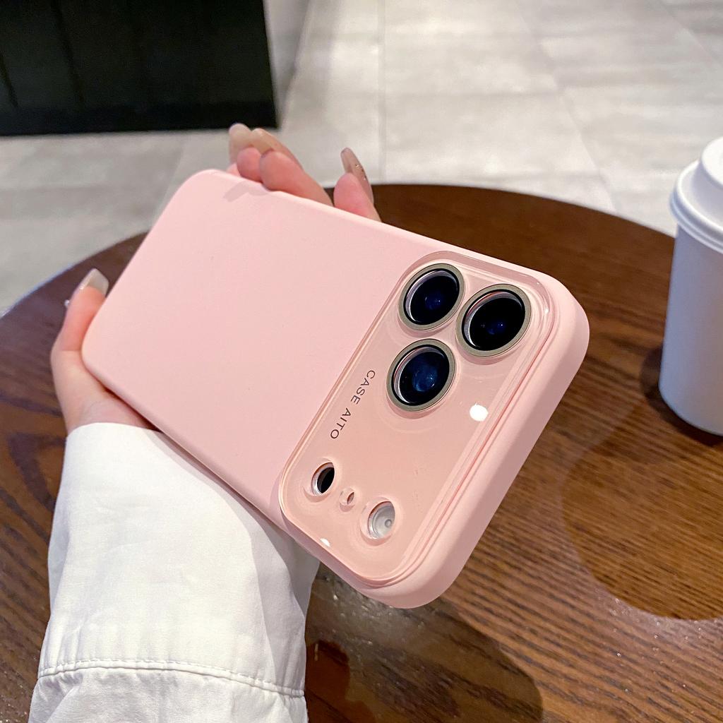 New  Matte Shock Full Glass Large Window Protect Phone Case for iPhone 17 Air 16 15 14 13 12 Pro Max Skin Hard PC Cover