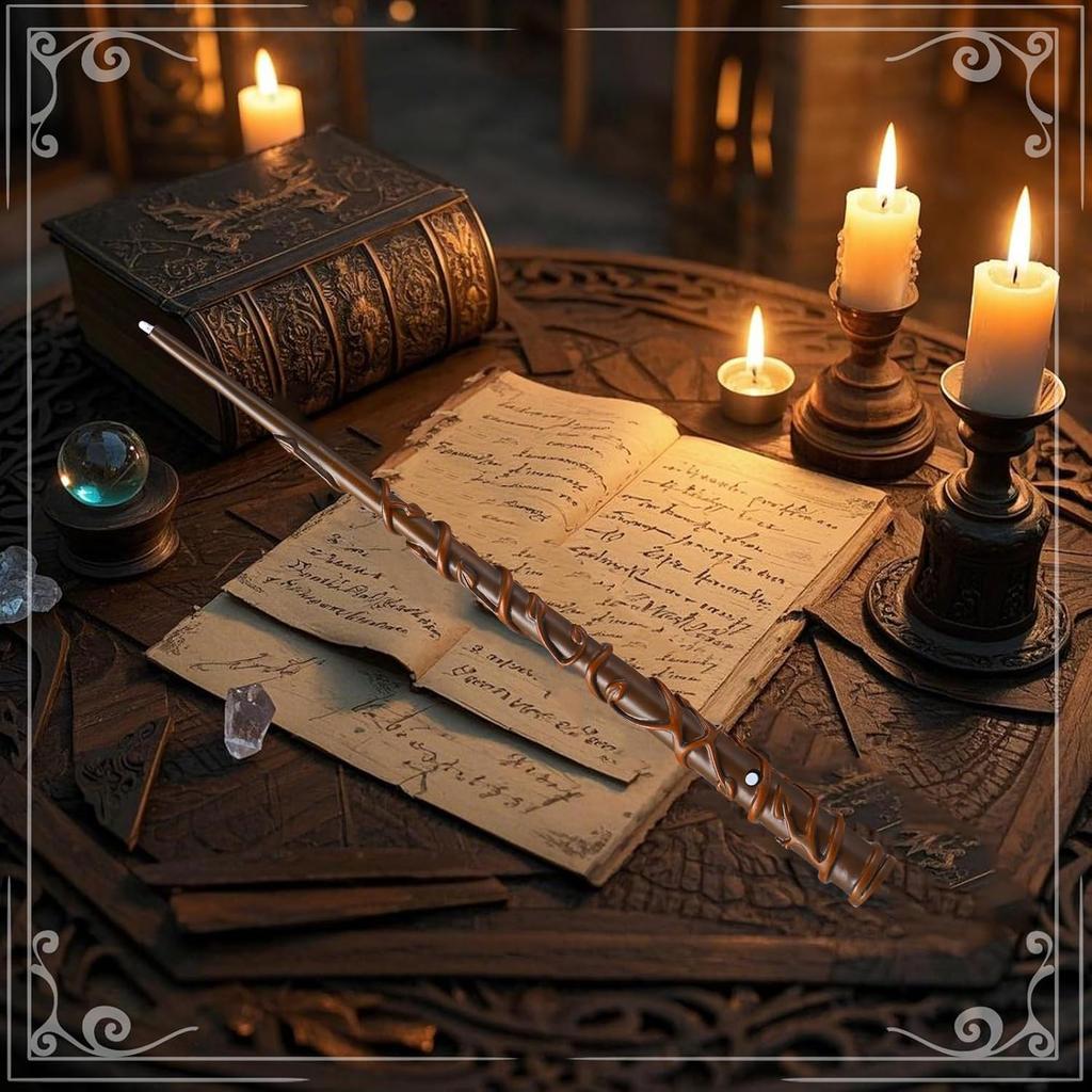 [Συλλογή Μαγικών Αντικειμένων] Μαγικό Ραβδί με Φωτισμό LED, Επαναφορτιζόμενο Τύπου C, Ιαπωνικός Πίνακας Ξορκιών, Κουτί Δώρου και Βρετανικού Στυλ Σχολή Μαγείας