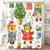 Christmas Collection Shower Curtain Tiger Family Party Decorations with Candy Cane Gifts Festive Home Decoration