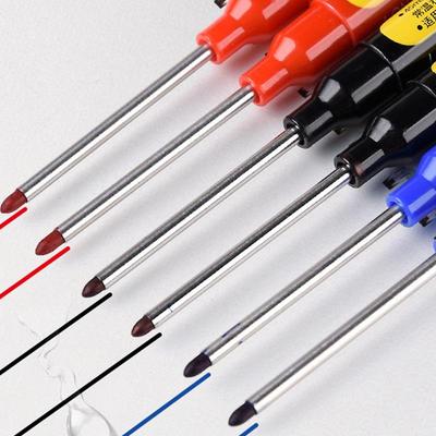 45mm Waterproof Long Head Nib Deep Hole Markers Pen Tile Carpenter Pen Multi-purpose for Woodworking Black/Blue/Red Ink