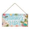 Summer Themed Gifts Wooden Hanging Sign, Beach Theme Welcome Sign Front Door Decor with Coastal Home Decorations Rope, Colorful Hanger for Seasonal