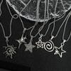 Star & Sun Spiral Pendant Necklace Silver Tone Minimalist Layered Necklaces for Women Daily Wear
