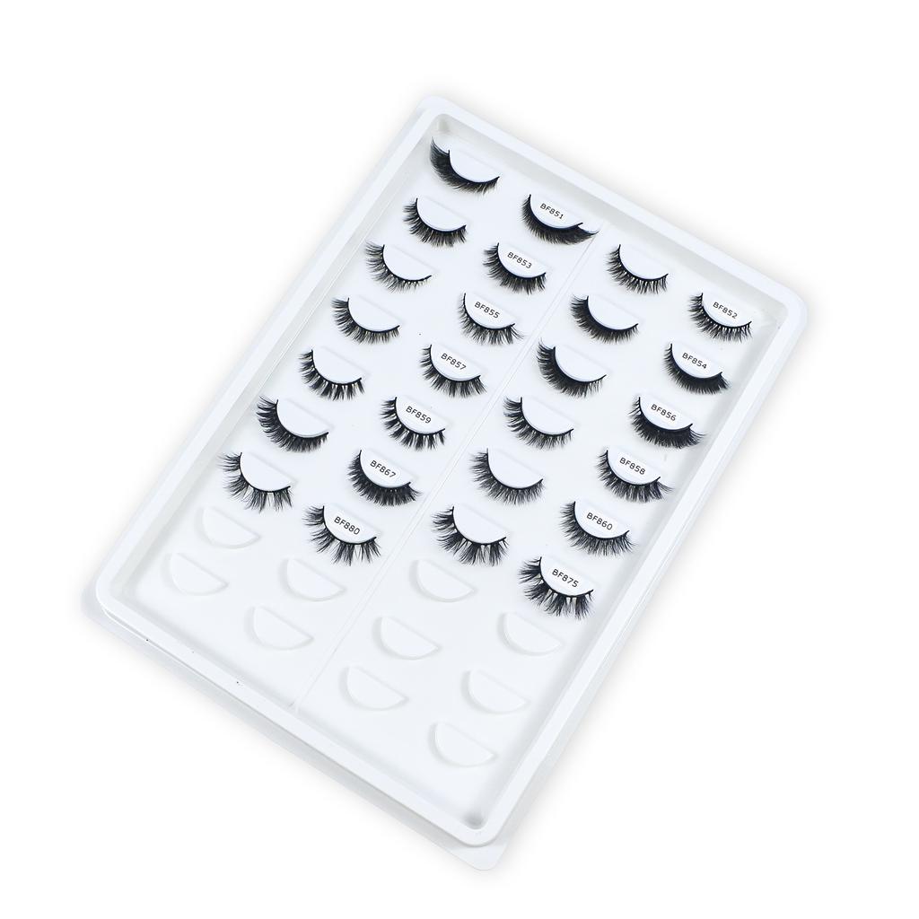Natural Wispy Mink Eyelashes 10mm-15mm Short Faxu Mink Lashes Wholesale New Cosmetics Makeup Cat Eye Fake Lashes
