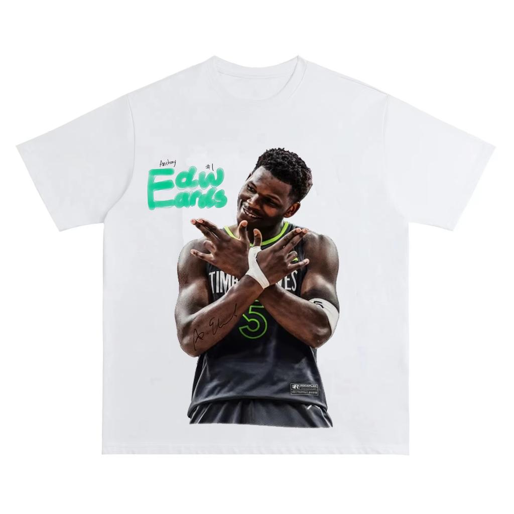 2025 New Edwards Breathable, Fashionable and Casual High-quality Men's Pure Cotton Round-neck Graphic Print T-shirt
