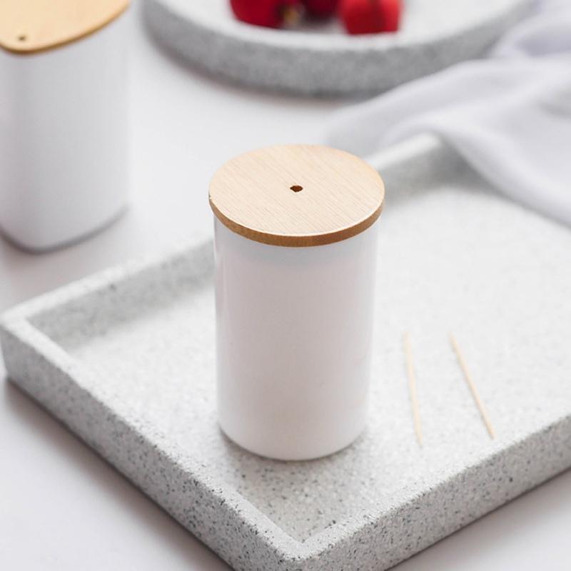 Restaurant Toothpick Box Home Living Room Toothpick Tube Dining Table Toothpick Canister Simple Pure White Toothpick Bottle Round