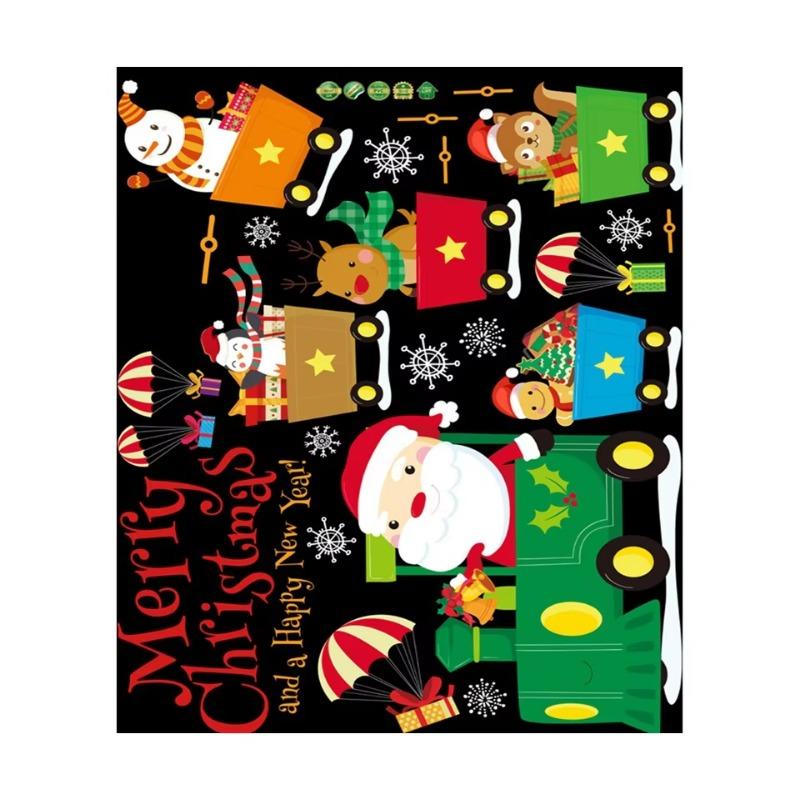 Festival Atmosphere Dress Up Christmas Train Sticke Childrens Room Bedside Shop Window Glass Home Scene Arrangement Decoration
