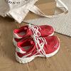 Thick-soled Color Matching Retro Mesh Dad Shoes Women's Shoes New Laces Show Feet Small Round Head Sports and Leisure Shoes