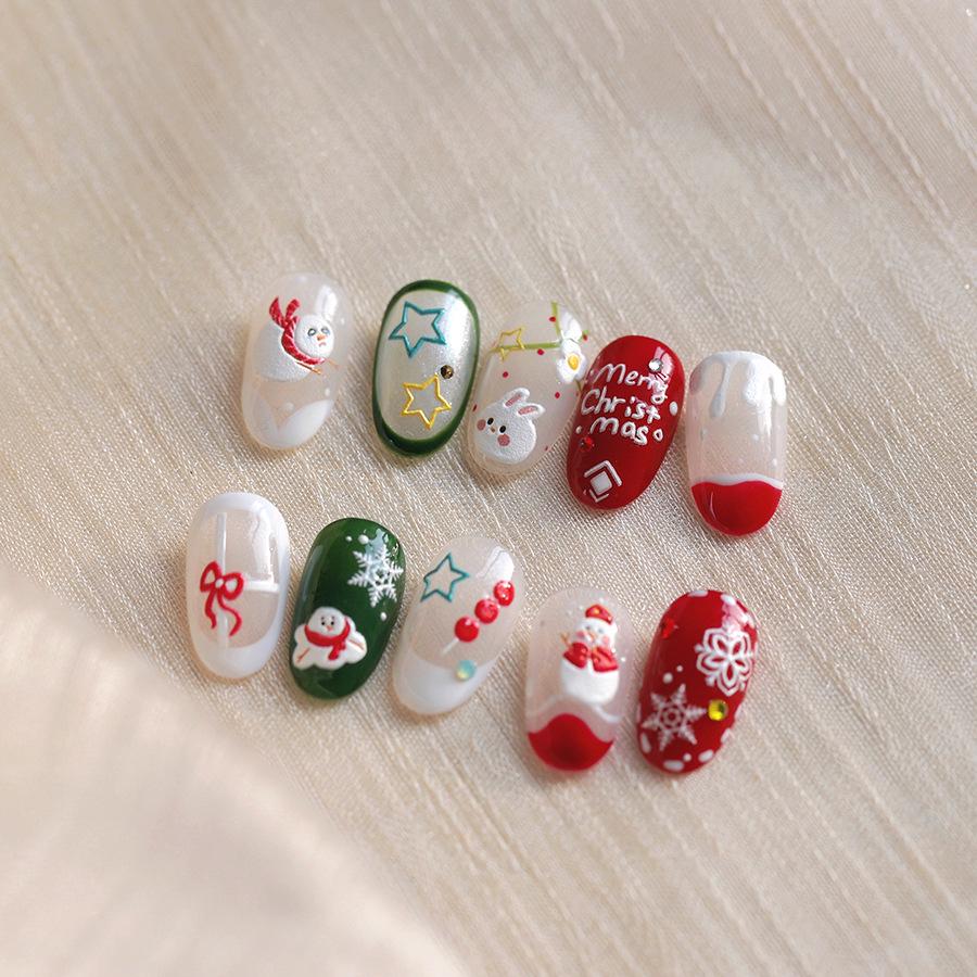 Autocolante autoadezive pentru unghii cu fulg de zăpadă și om de zăpadă de Crăciun - TS-3898