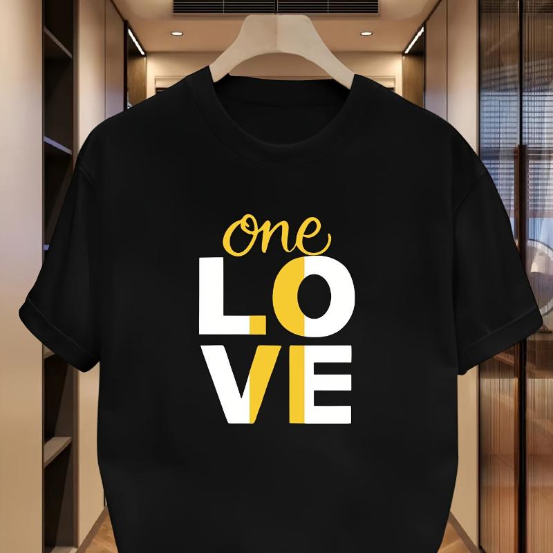 

One Love Typography Print T-Shirt,Lightweight T-Shirt Breathable Cool, Comfortable Wear XXL белый