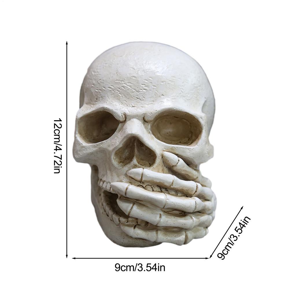 Halloween Skull Head Decor Resin Skeleton Heads Halloween Decoration Fake No Look No Say Human Skull Head Desktop Ornament