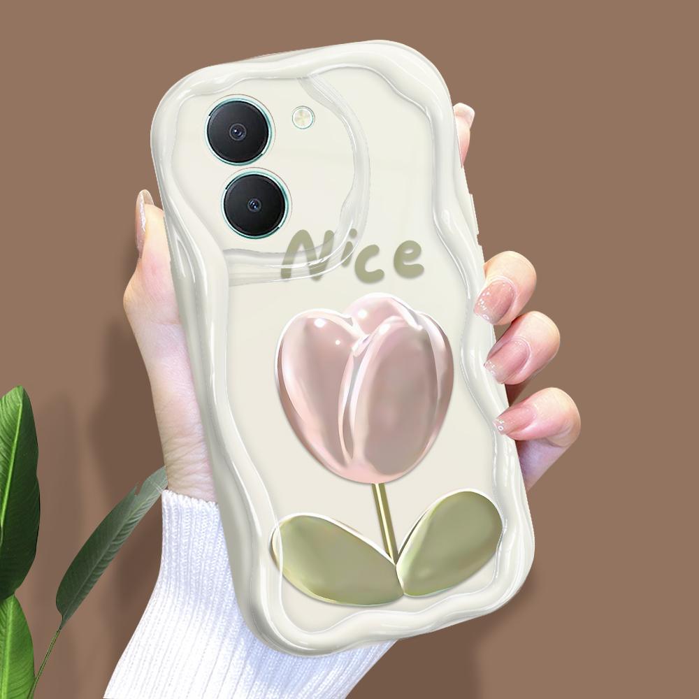Cute Cartoon Pattern Cream Texture Casing Wavy Edge Soft Silicone Cover Phone Case for Vivo