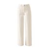 Women's 2024 Winter White Slim Straight Wide-Leg Fleece Jeans