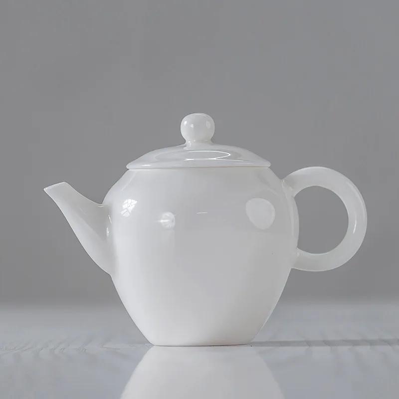 

Ceramic Whiteware Jade Porcelain Tea Pot Beauties Pot Entirely Handmade Ceramic White Jade Teapot Set TieGuanYin Tea Porcelain