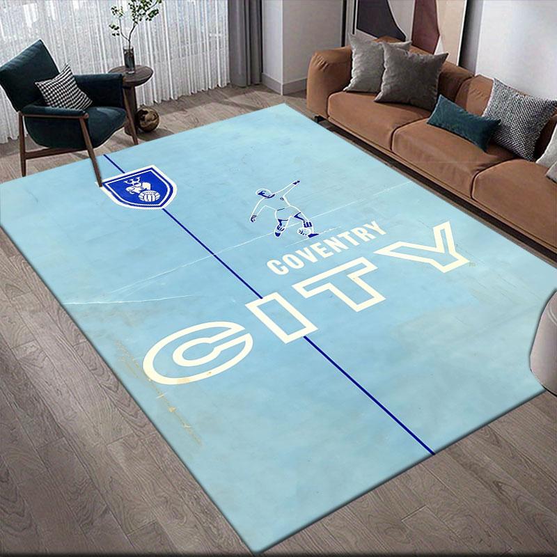 Coventry City Logo Flannel Printed Carpet, Home Sofa Decoration for Living Room & Bedroom, Non‑Slip Play Flannel Floor Mat for Game Room