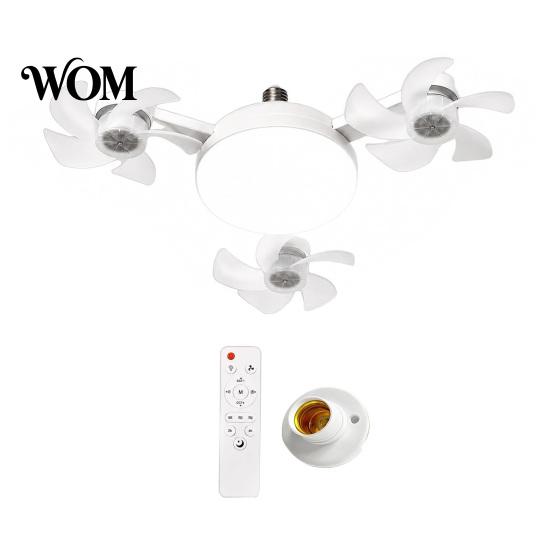 Smart Home Ceiling Fan 3/4/5 Blade with Light & Remote Control, 2-in-1 Silent LED Drone Foldable Blades, 3-Speed Dimmable E27 Socket for Bedroom