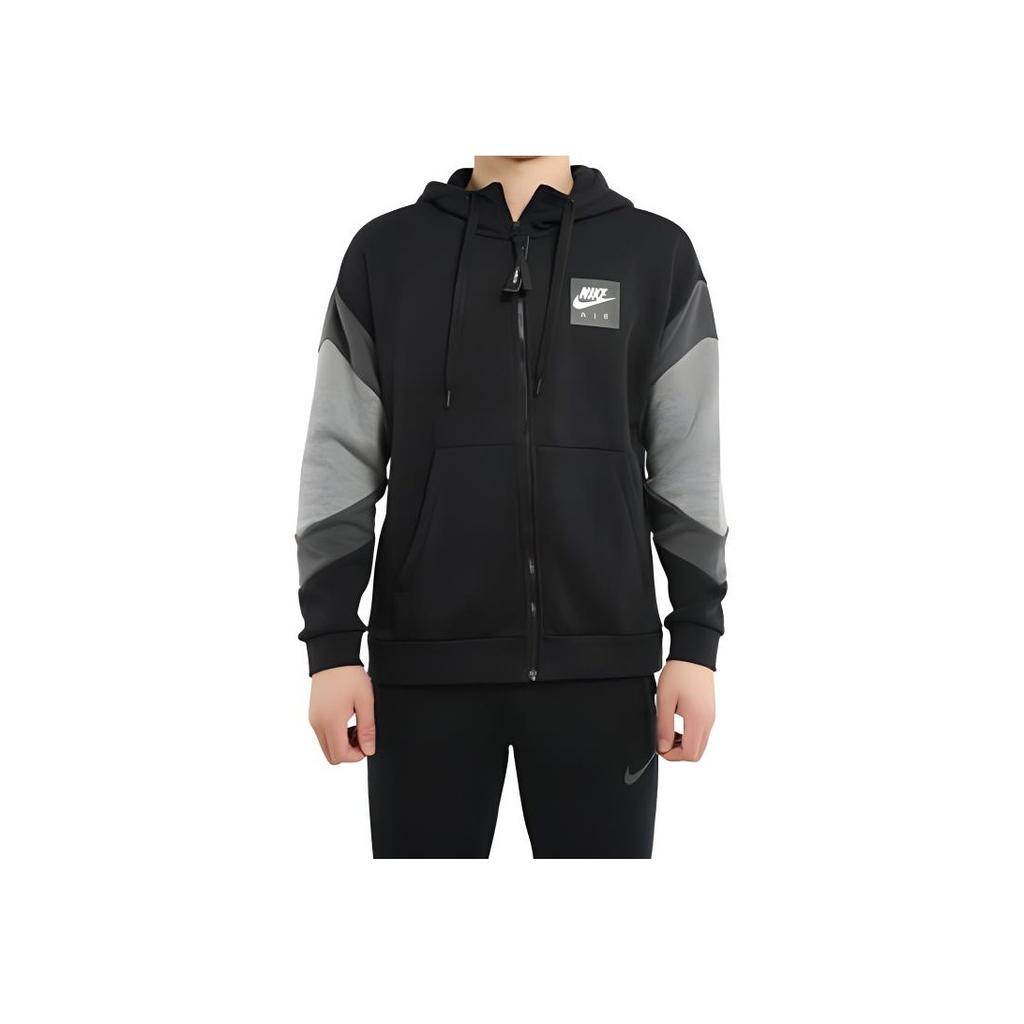 Nike Air Fleece-Hoodie mit durchgehendem Reißverschluss und Logoprint für Herren Jacken Schwarz CD9223-010