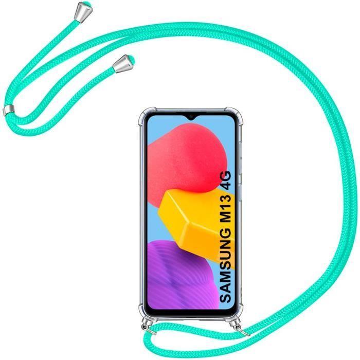 Coque de protection - Samsung - Galaxy M13 - Silicone transparent - Chaîne turquoise - Anti-choc