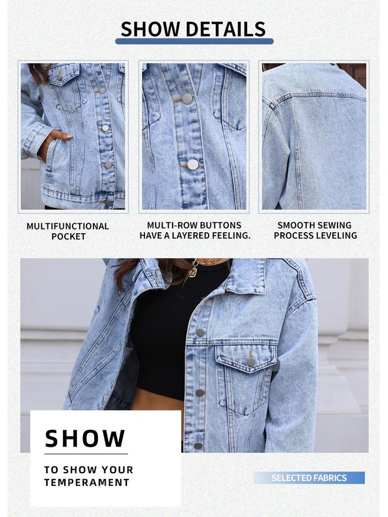 European & American Women's Fashion Denim Jacket with Lapel and Long Sleeves (2025)