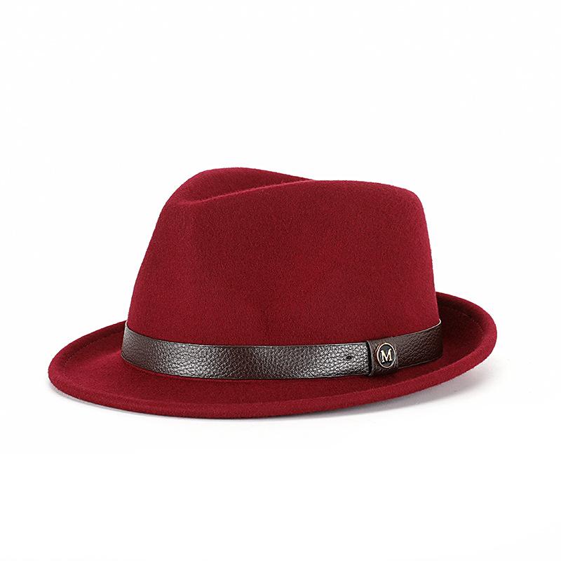Hat autumn and winter pure wool top hat woolen retro French British jazz hat rolled edge felt hat
