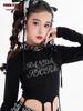 Girls' Sparkly Jazz Dance Long-Sleeve Outfit: Fashionable Street Dance T-shirt & Pants Set