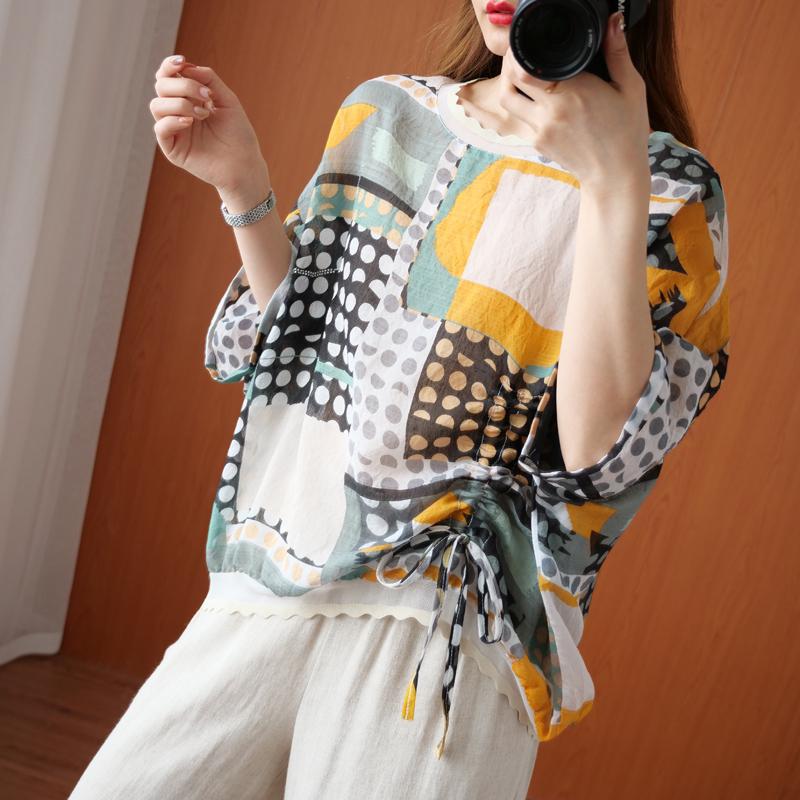 DIMANAF 2026 Plus Size New T-Shirt Women Blouse Print Tops Loose Casual Lady Tees Shirts Oversize Beach Summer