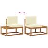 Outdoor End Sofa 2 Pieces Natural and Cream Solid Acacia Wood