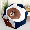 1pc Brown Bear Line Automatic Folding Umbrella with 8-Rib Compact & Lightweight Design, Self-Opening/ Closing017