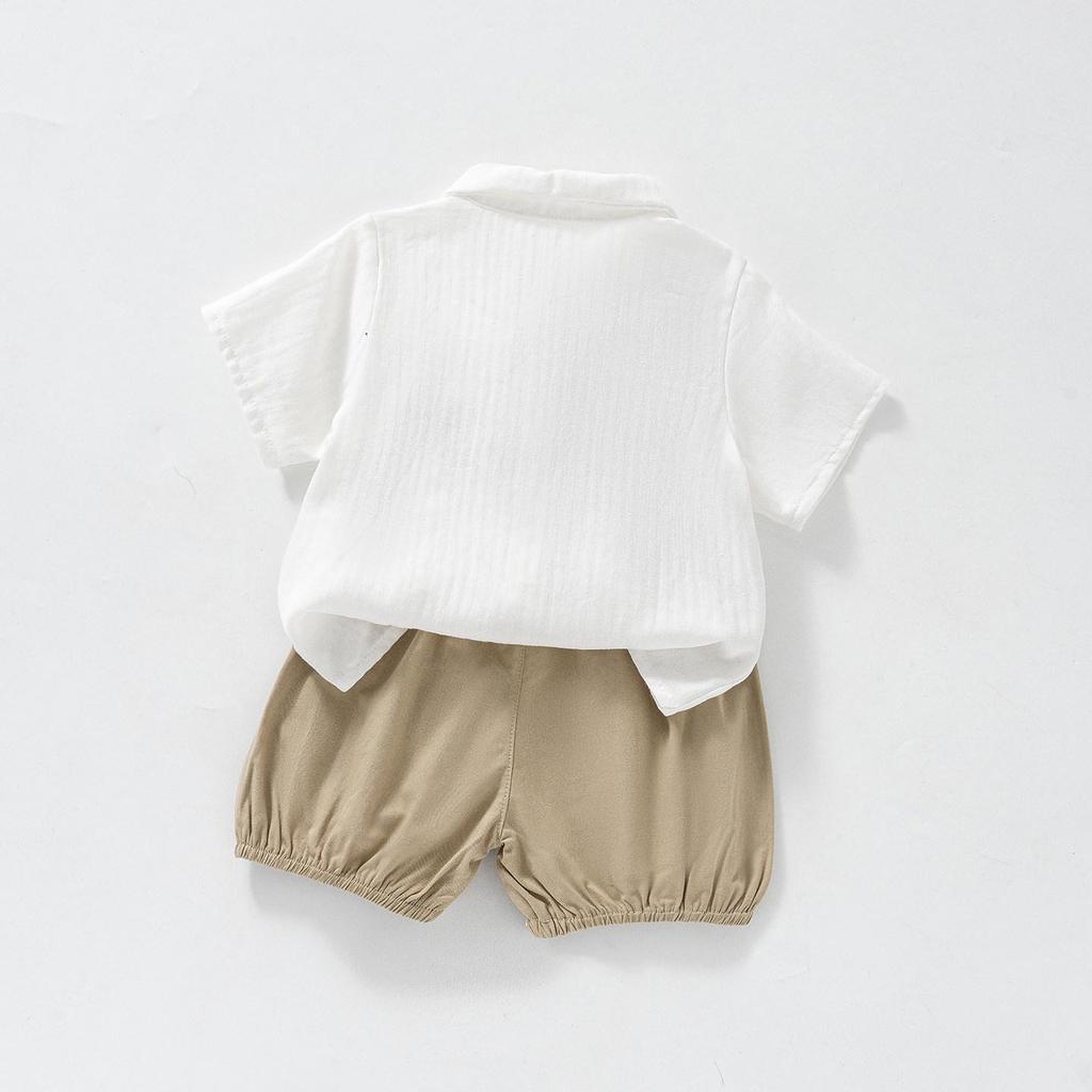 Baby Boy's First Birthday Formal Outfit – Short-Sleeve Shirt & Shorts Set