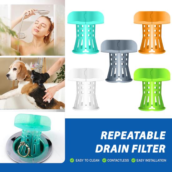 Silicone Bathtub Drain Hair Catcher Reusable Universal Anti-clogging Bathroom Floor Drain Tub Hair Strainer Filter Collector Device