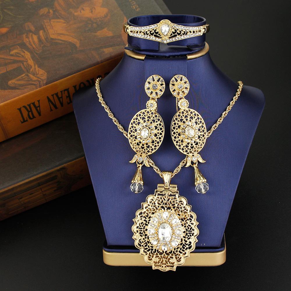 

Элегантные комплекты ювелирных изделий для невесты, круглые серьги-капли с кристаллами, очаровательное ожерелье, браслет с короной, аксессуары белый