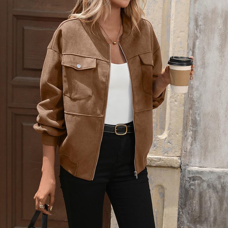 YYFS Damenmode, lässig, einfarbig, bedruckt, Herbst und Winter, langärmelig, Jacken und Mäntel