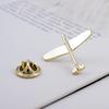 Glossy Small Airplane Brooch - Unisex Pure Copper, Gold-Plated, Light Luxury Lapel Pin