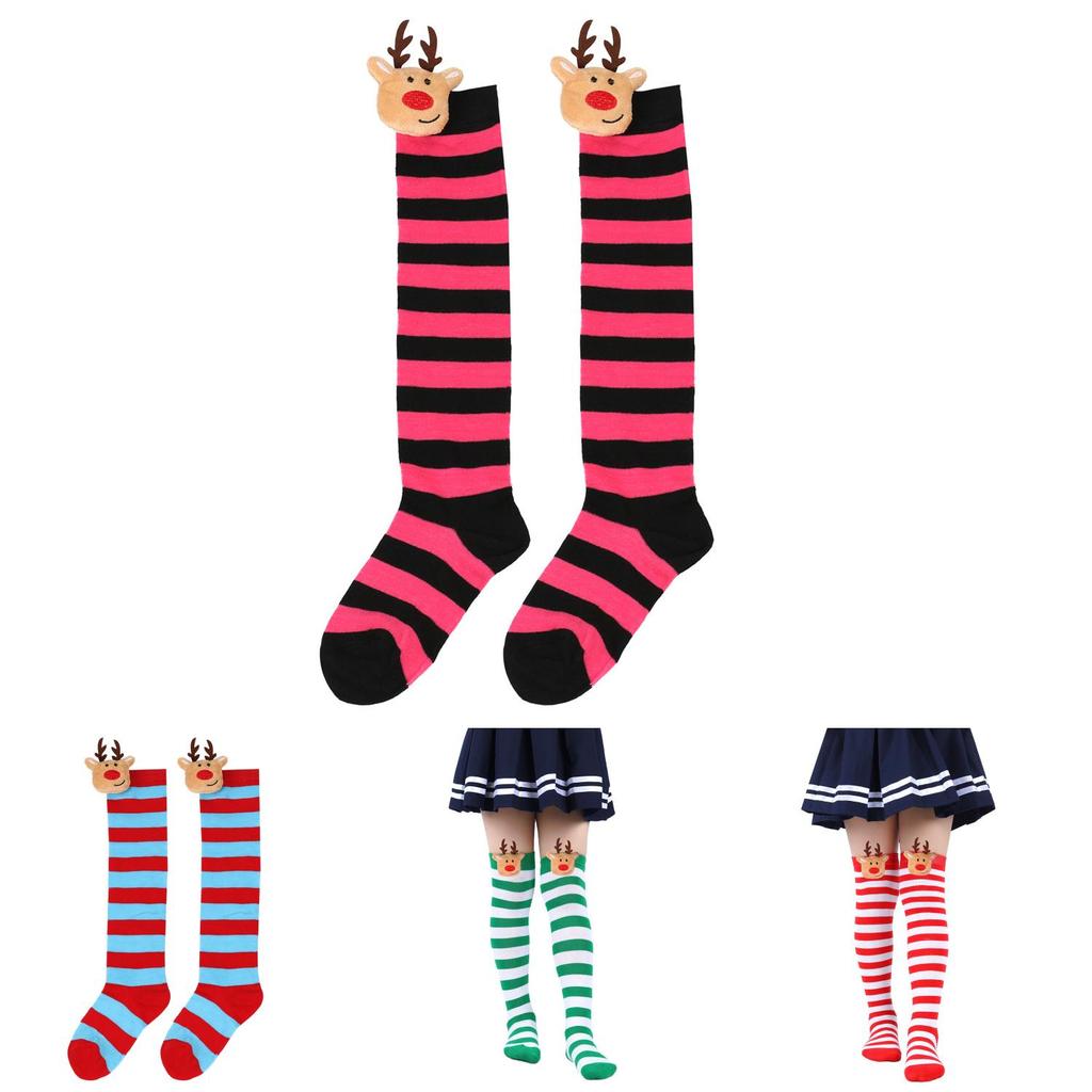 New Arrival Kids Christmas Socks With Cute Cartoon Deer Plush Toy Polyester Fabric Friction Resistant