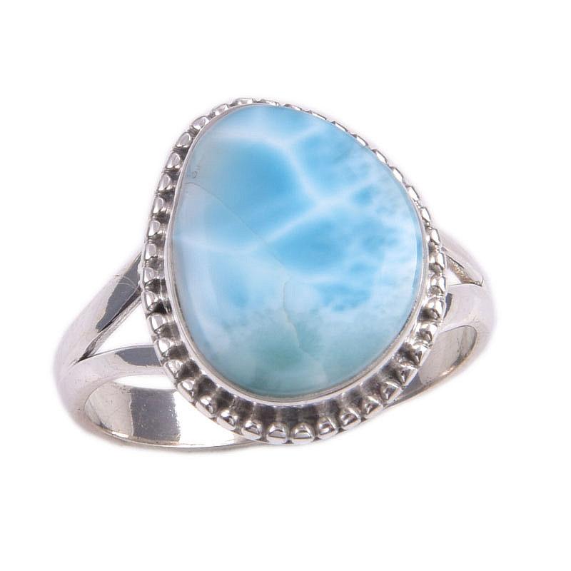 Natural Republic Larimar Edelstein 925 Massiv Sterlingsilber Geschenkring S.8 H9q70