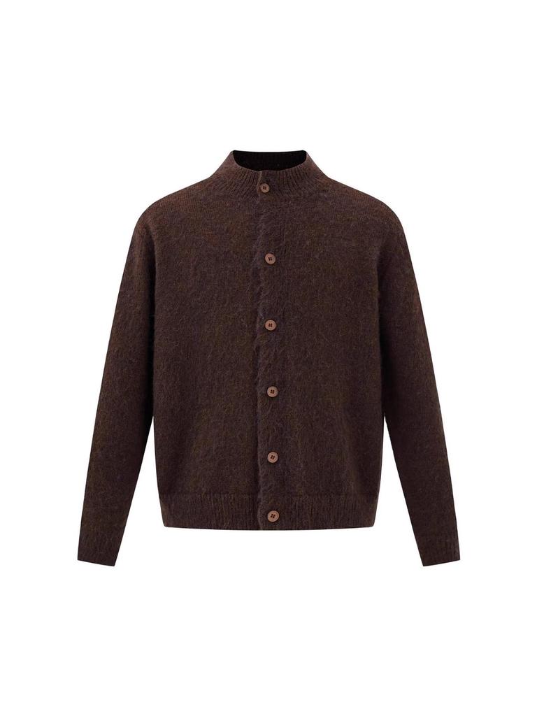 Men's Retro High-End Knit Cardigan - Autumn/Winter Korean Lazy Style, Versatile Stand Collar Couple Outerwear